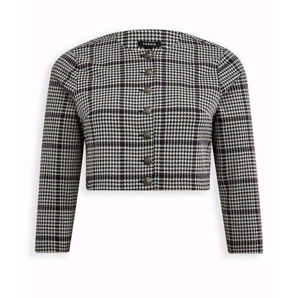 Women's size 3 Studio Double Knit Cropped Collarless Jacket - Picture 5 of 9